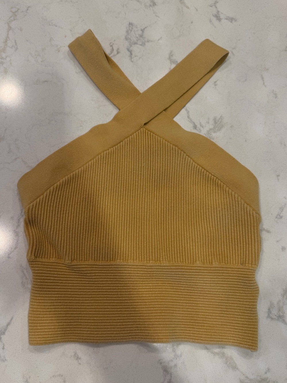 Abercrombie & Fitch Ribbed Knit Top in Warm Tan